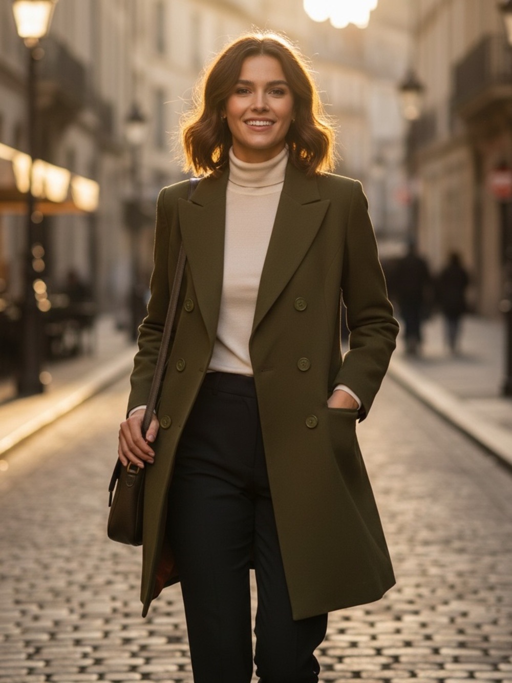 John Rocha Vintage Olive Double-Breasted Women's Blazer